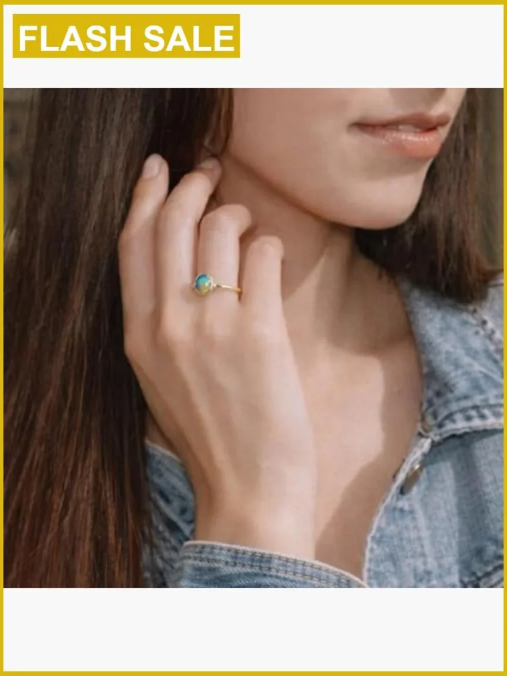 Minimalist Mood Ring with Stainless Steel Band, Color Changing Stone
